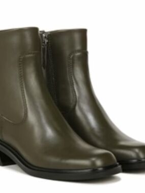 Franco Sarto Women's Gracelyn Low Block Heel Ankle Boot - Olive Green Leather